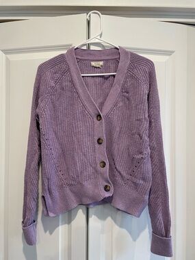 Fat Face Lavender Button-Front Knit Cardigan